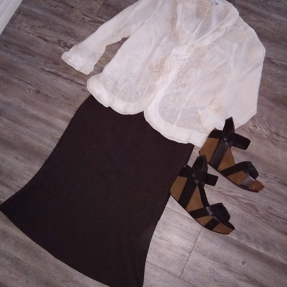Spring Street Charcoal Grey Pencil Skirt